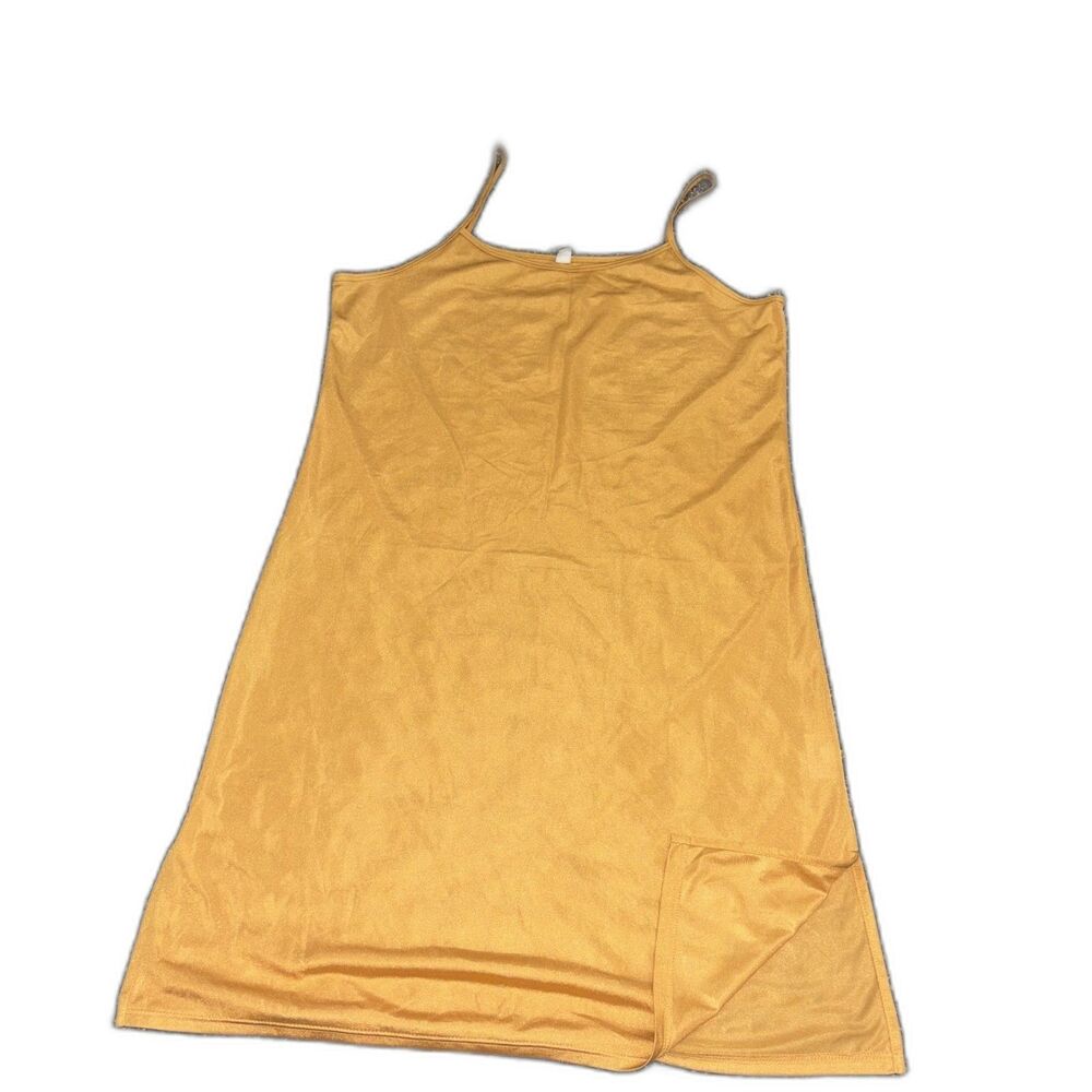 Mustard Yellow Side Slit Cami Mini Dress Spaghetti Strap Size Small
